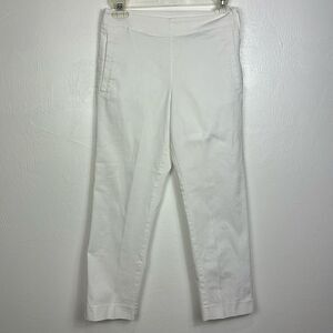 Lacoste White Cotton Blend Slim Fit Mid Rise Cropped Pants Size 4